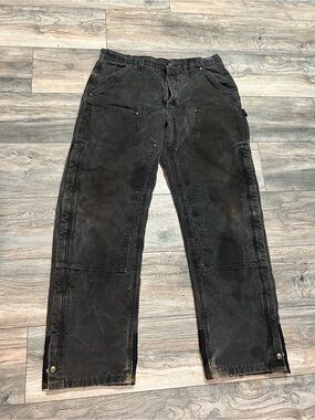 Vintage Carhartt Double Knee Pants Mens Size 36 x 34 Quilted Black B194 BLK